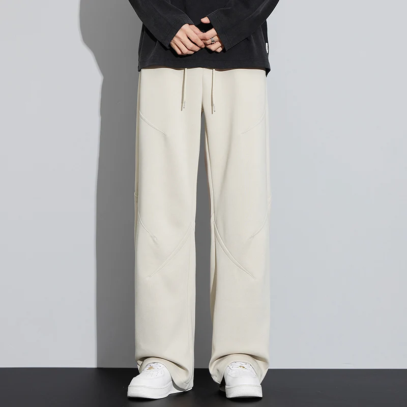 

Мужские повседневные брюки из однотонной коллекции Simple Series, осенние, свободные, прямые, длинные, для активного отдыха, модные, универсальные, 2025