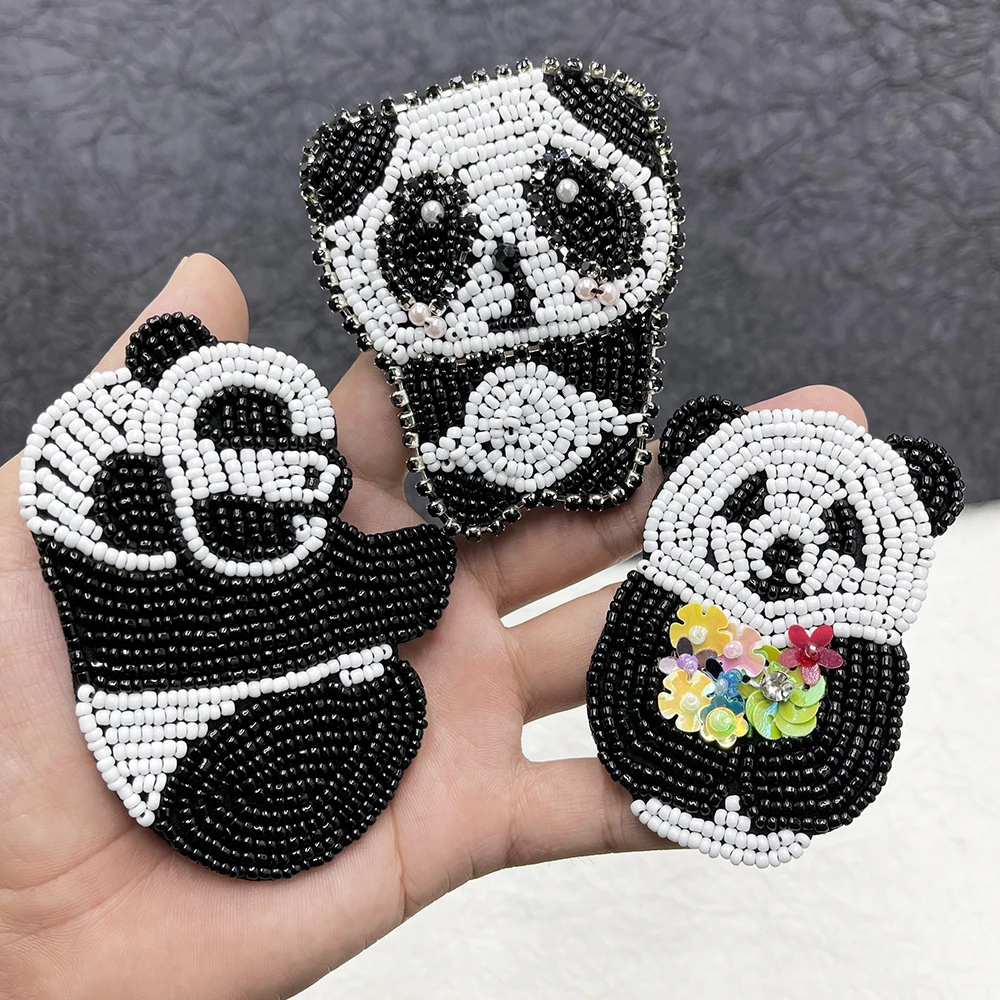 DIY hand sewn panda nail bead cloth paste clothing accessories material sweater coat bag shoes and hats decoration patch