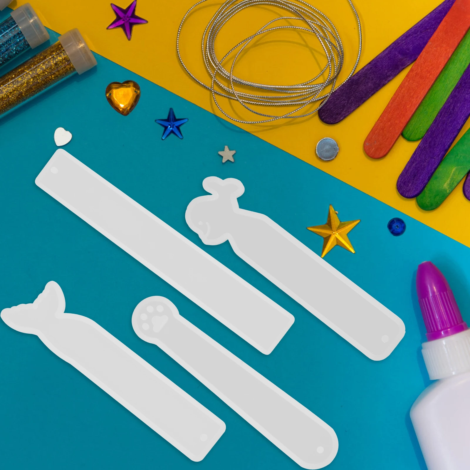 

8pcs Creative Bookmark Silicone Mold Epoxy Diy Crafts Resin Casting Non-Stick Flexible Reusable Practical Decorative Handicraft