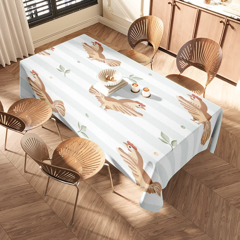 Elegant Printed Tablecloth Chicken Fruit Design Non-Slip Waterproof Dining Cover for Home Decoration Various Sizes Available (Bl