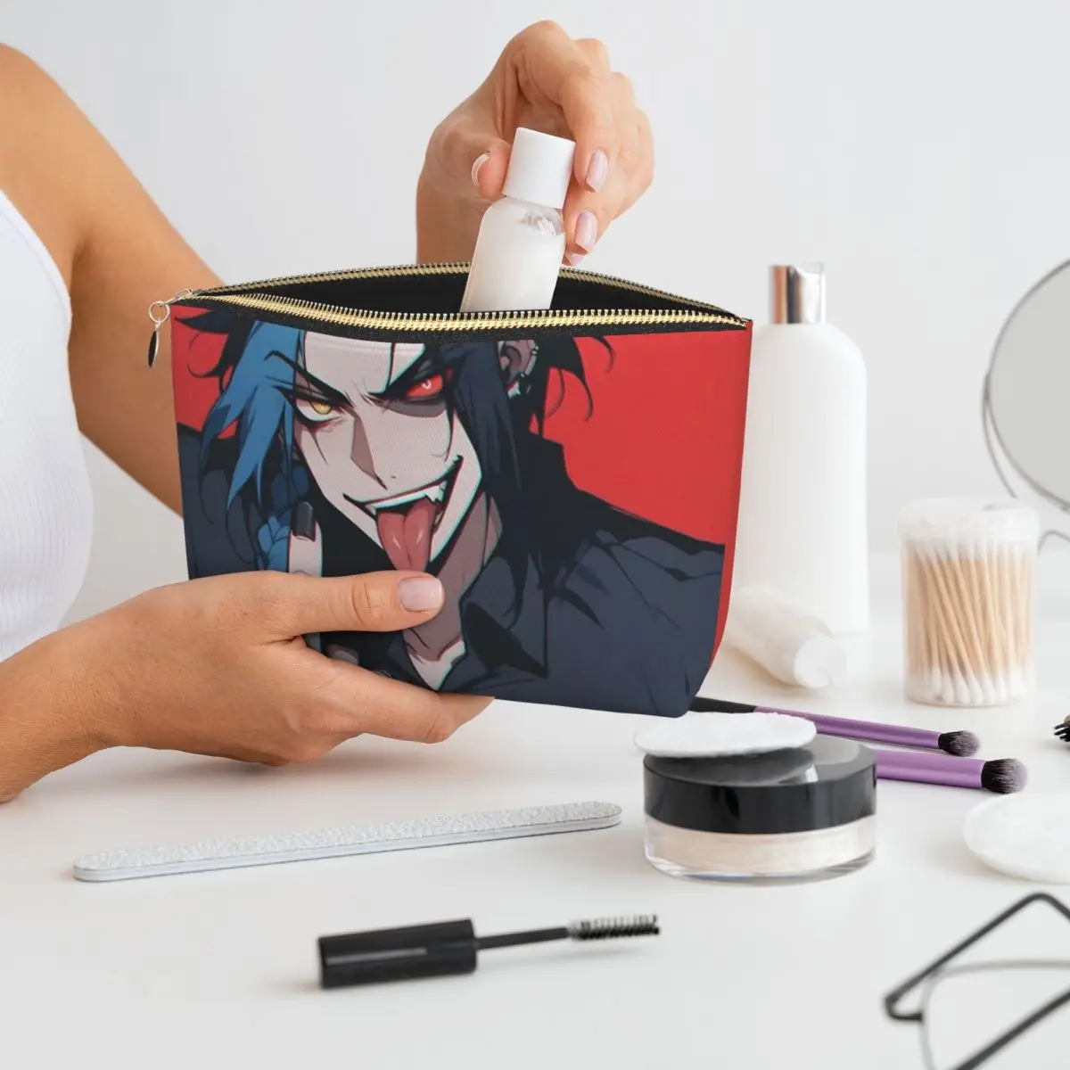 

Kayn LOL League Of Legends Game Women Cosmetic Bags Travel Makeup Organizer Pouch Toiletry Storage Dopp Kit Case