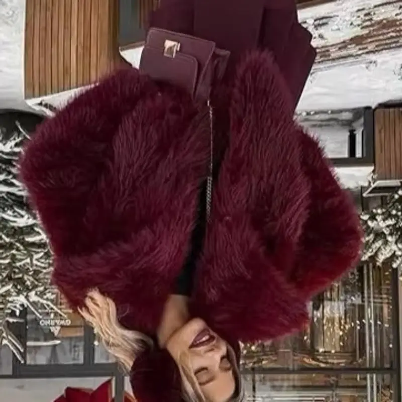Autumn and Winter New Faux Fur Coat Plus-size Women's Top Anti-fox Fur Lapel, Short Faux Fur Style Outcoat European and American