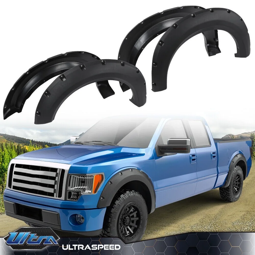 

Fit For 09-14 Ford F150 Black Pocket Rivet Style Fender Flares Wheel Cover 4PC United States