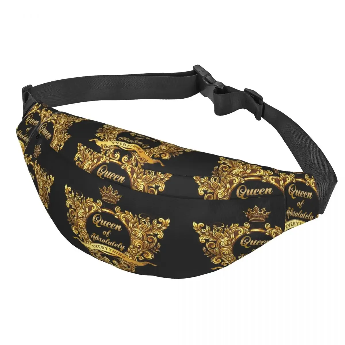 Queen Of Absolutely Everything Gold Baroque Fanny Pack Men Women Custom Sling Crossbody Waist Bag Traveling Phone Money Pouch