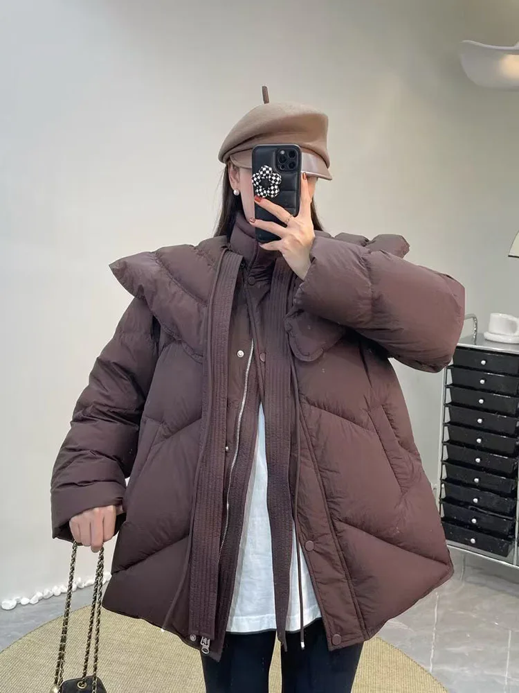 Navy Doll Collar Winter Down Jacket Women Overcoat Thick 90% White Duck Down Coat Casual Korean Fashion Parka