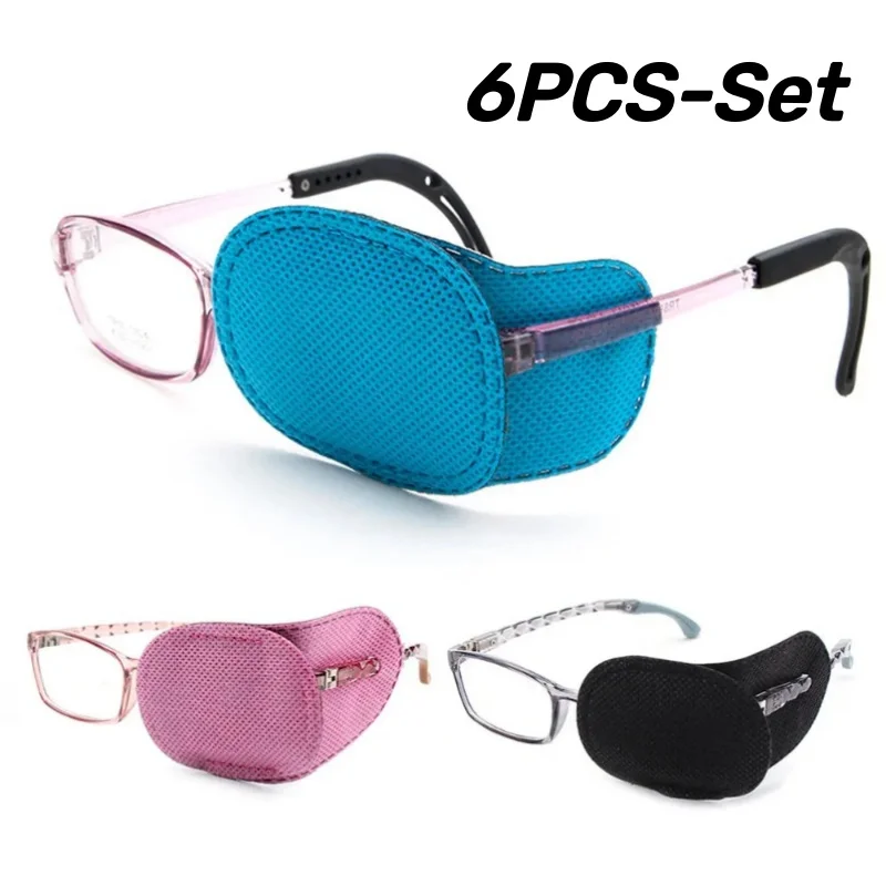 

6PCS Children Amblyopia Eye Patches for Treating Strabismus Glasses Therapy Kids Corrective Vision Glasses Case Reusable Soft