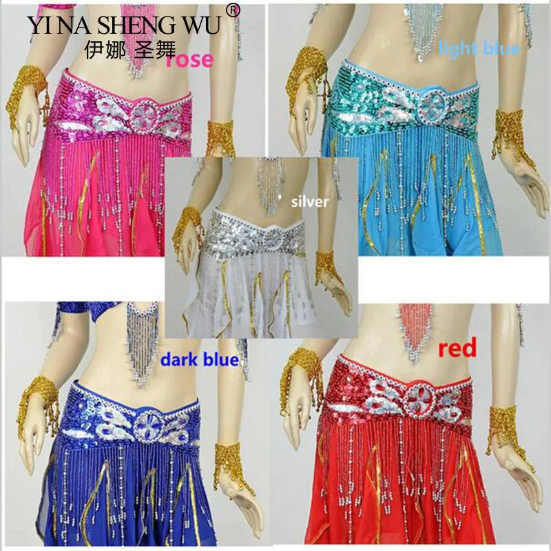 2016 nowy kostium taneczny brzucha ręcznie robione cekiny paski taniec brzucha szaliki dla kobiet na sprzedaż 11 kolorów