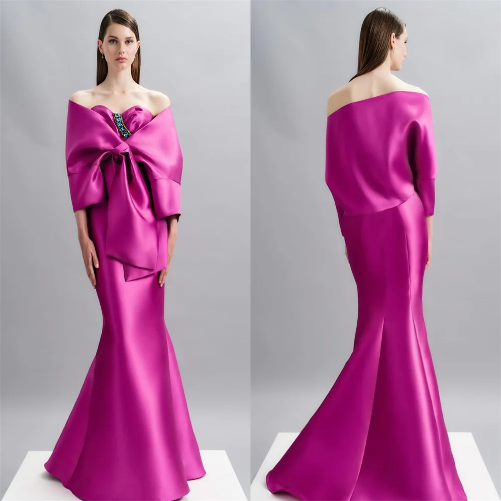 ที่กําหนดเองชุดราตรีอย่างเป็นทางการ Dearin Ye Off-the-shoulder Mermaid ชั้นความยาวกระโปรงแนวตั้ง Bespoke โอกาสพรหม D