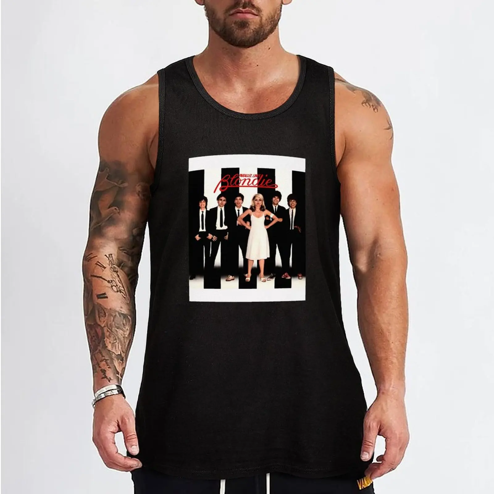 Parallel Lines Tank Top t shirts gym accessories man Men sleeveless tee men clothings