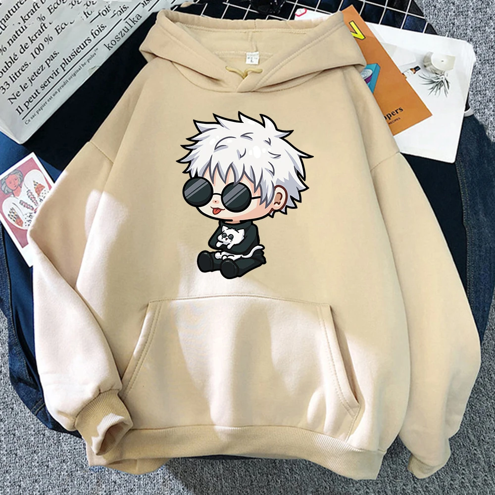 Anime Jujutsu Kaisen Satoru Gojo Cute Cartoon Graphic Printed Hooded Plus Size Hoodie Men Women Sweatshirts Unisex Streetwear