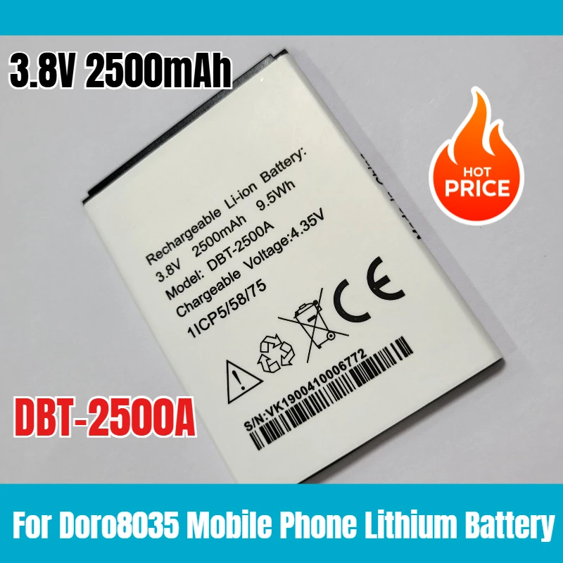 

3,8 В 2500 мАч DBT-2500A для литиевой батареи мобильного телефона Doro8035