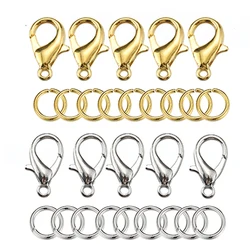 Fermoirs à homard, anneaux de saut pour Bracelet, collier, crochets, fermeture de chaîne, connecteur d'extrémité de porte-clés, bricolage, fabrication de bijoux, 10/14mm, 50 ensembles