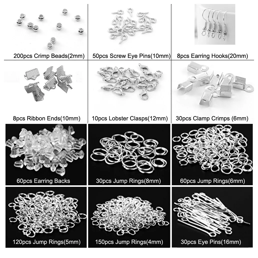 ABQR Fournitures pour la fabrication de bijoux, kit de réparation de bijoux Kit de fixation de bijoux avec fil de bijoux et outils de résultats pour la fabrication de bijoux