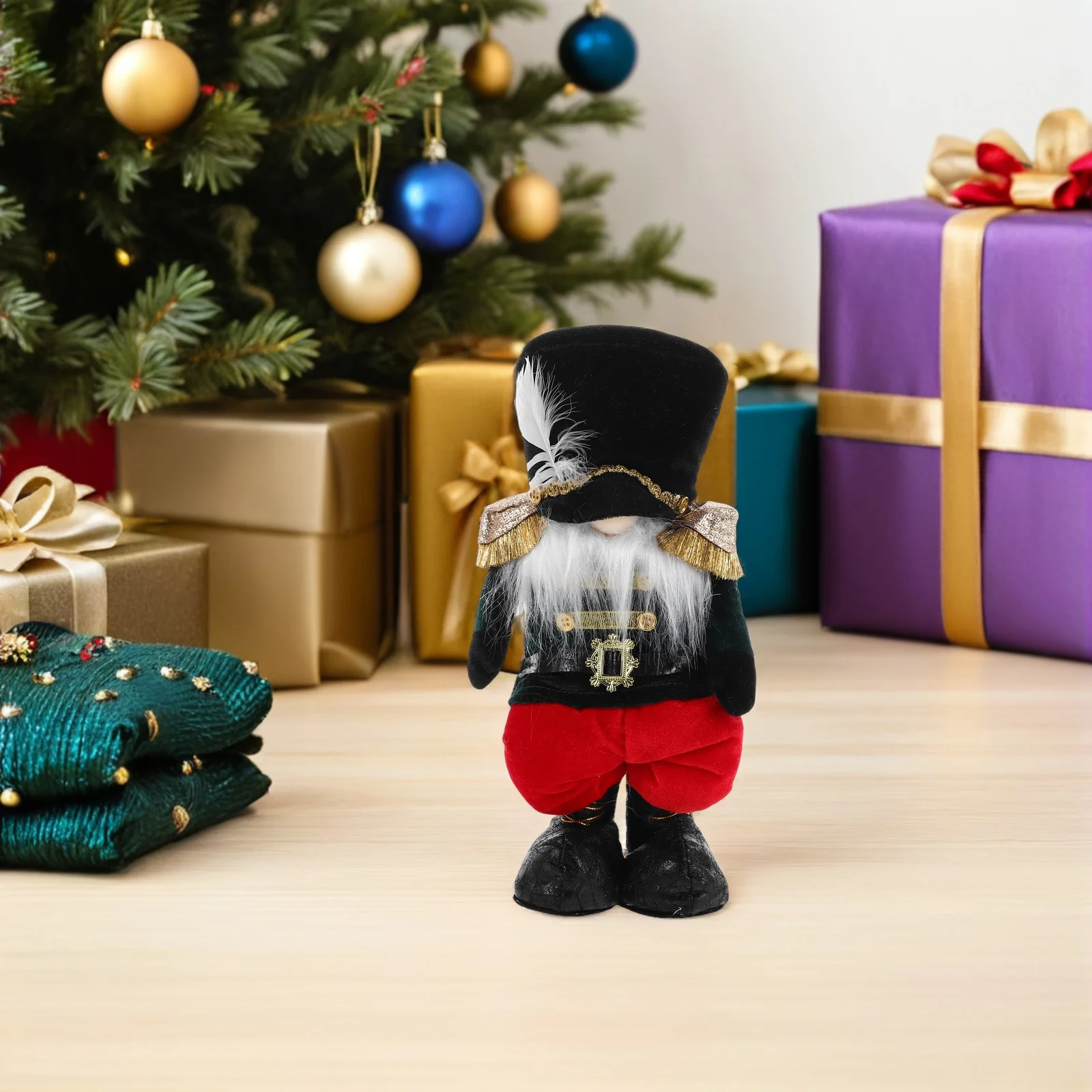 

Faceless Walnut Soldier Stretchable Christmas Nutcracker Display Standing Holiday Ornament Table Decor Centerpiece