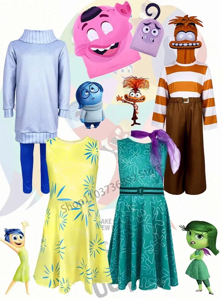 

Cosplay De Inside Out 2 Boys and Girls Clothing, Cartoon Clothing, Joy, Hate, Anger, Sorrow, Halloween, Carnival, Party