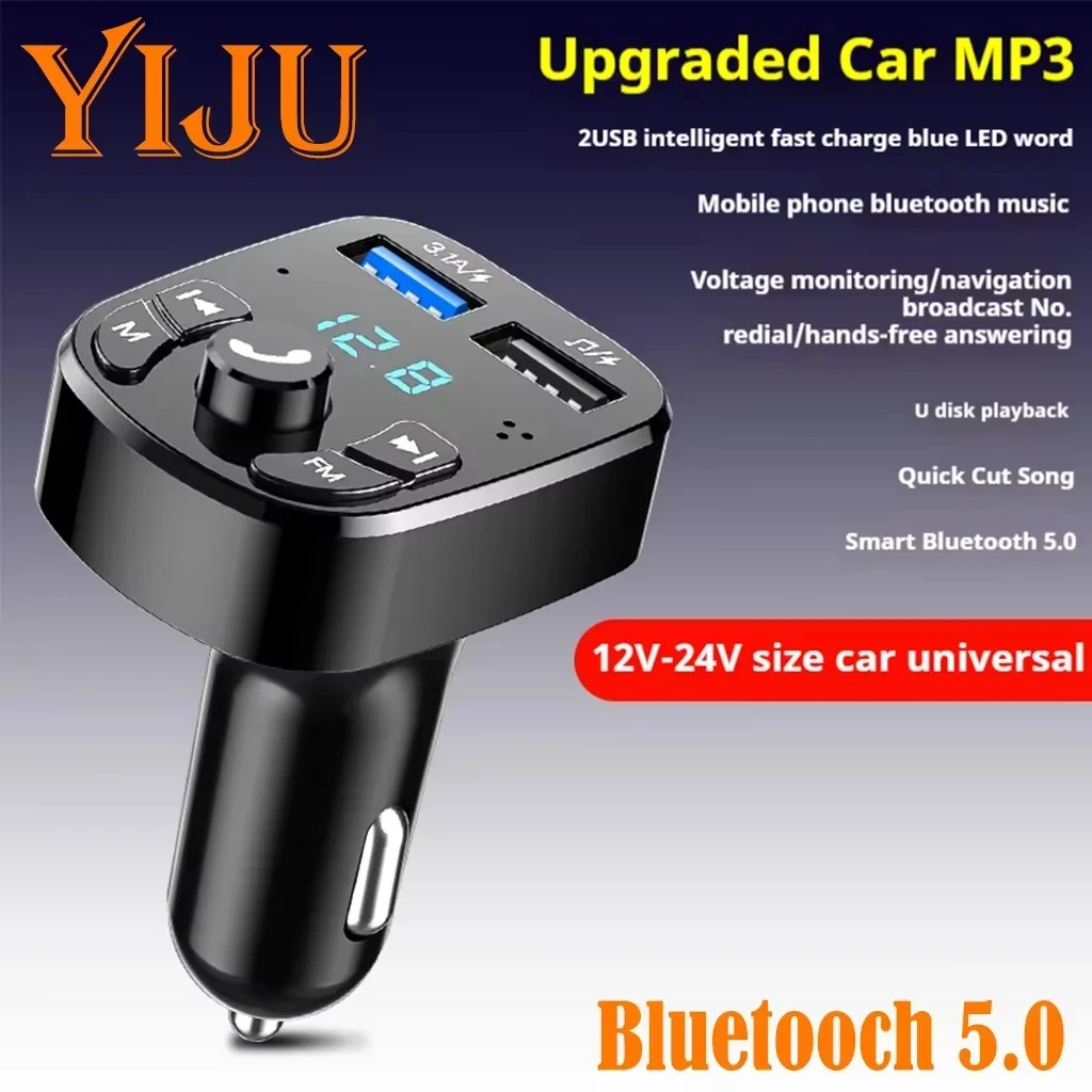 Car Bluetooth 5.0 Fm Transmitter, Wireless Adapter, Microphone, Audio Receiver, Automatic Mp3 Player, Dual USB Fast Charger - view 3
