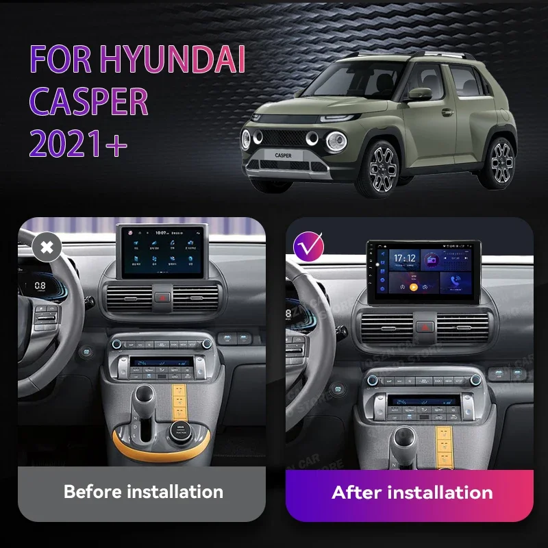 2din Android 13 Car Radio Car Stereo For Hyundai Casper 2021 -2023 Car Multimedia Player GPS Navigation 4G WIFI DSP Carplay Auto