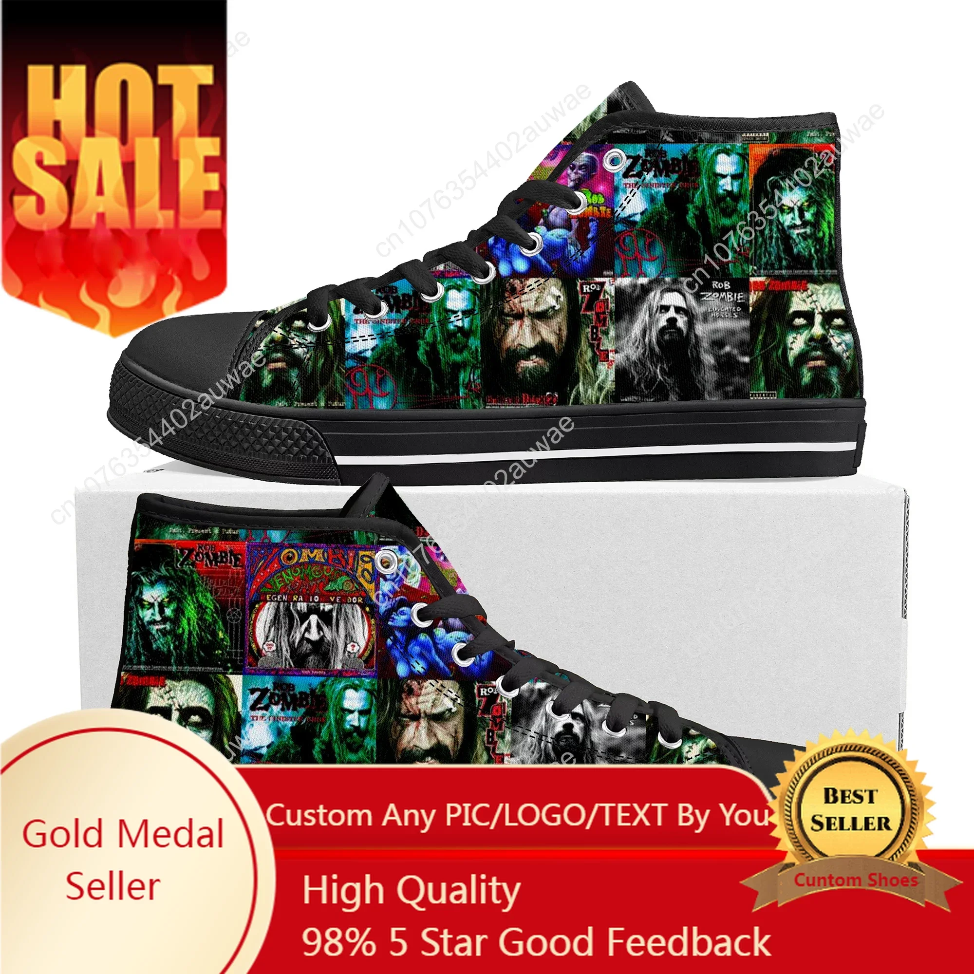 Rob Zombie Rock Sänger High Top hochwertige Turnschuhe Männer Frauen Teenager Kinder Leinwand Sneaker lässig Paar Schuhe benutzer definierte Schuh