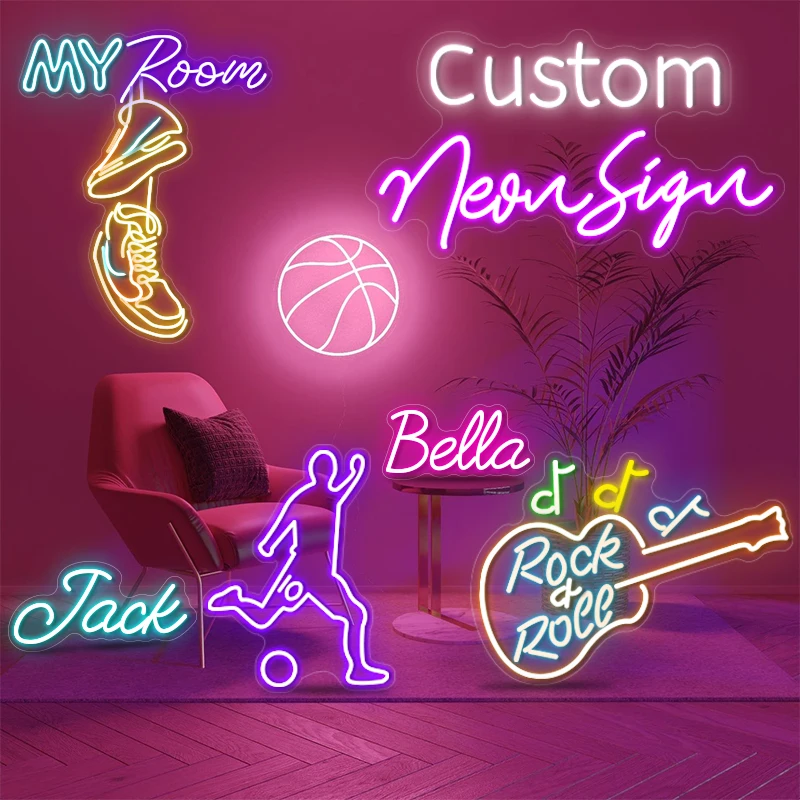 Custom Neon Sign Led Letters Neon Led Business Logo Decor Weding BedRoom Bar Party Logo kids Names Gift Shop Salon Droshipping