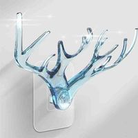 1-10 PCS Nordic Creative Antlers Hook Adhesive Wall Hooks Multi functional Non marking Non punching Storage Hook Spring Hooks