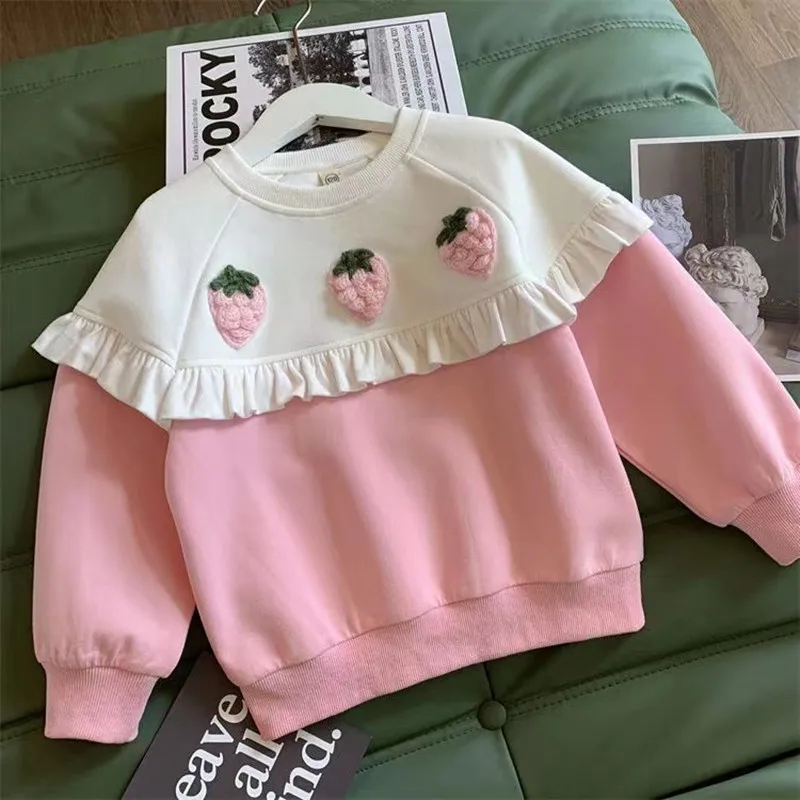 Girls Sweater Autumn 2024 New Fashionable Childrens Casual Round Neck Long Sleeve Top Little Girls Korean Edition Underlay Shirt