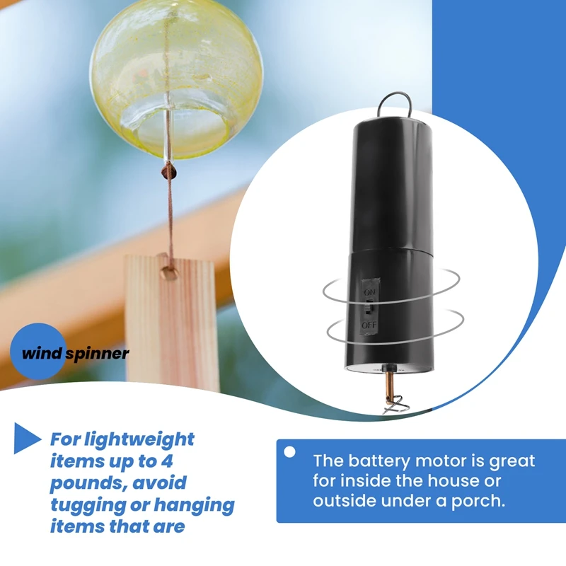 Hanging Black Rotating Motor For Spinner And Wind Chime Garden Decoration Accessories, Not Including Battery 1 Pack