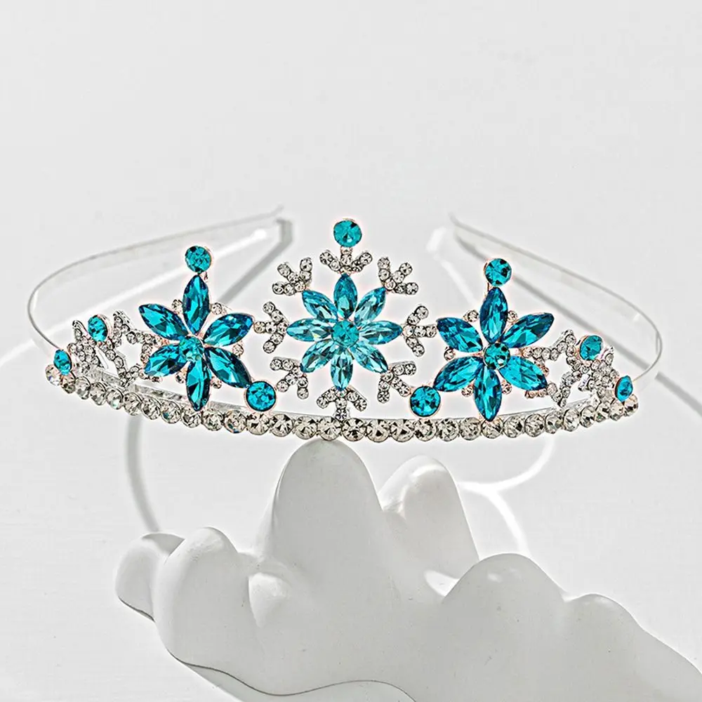 Fashion Photo Shoot Accessory Snowflake Alloy Crystal Role Play Children Headband Korean Style Tiara Kids Crown Hair Band