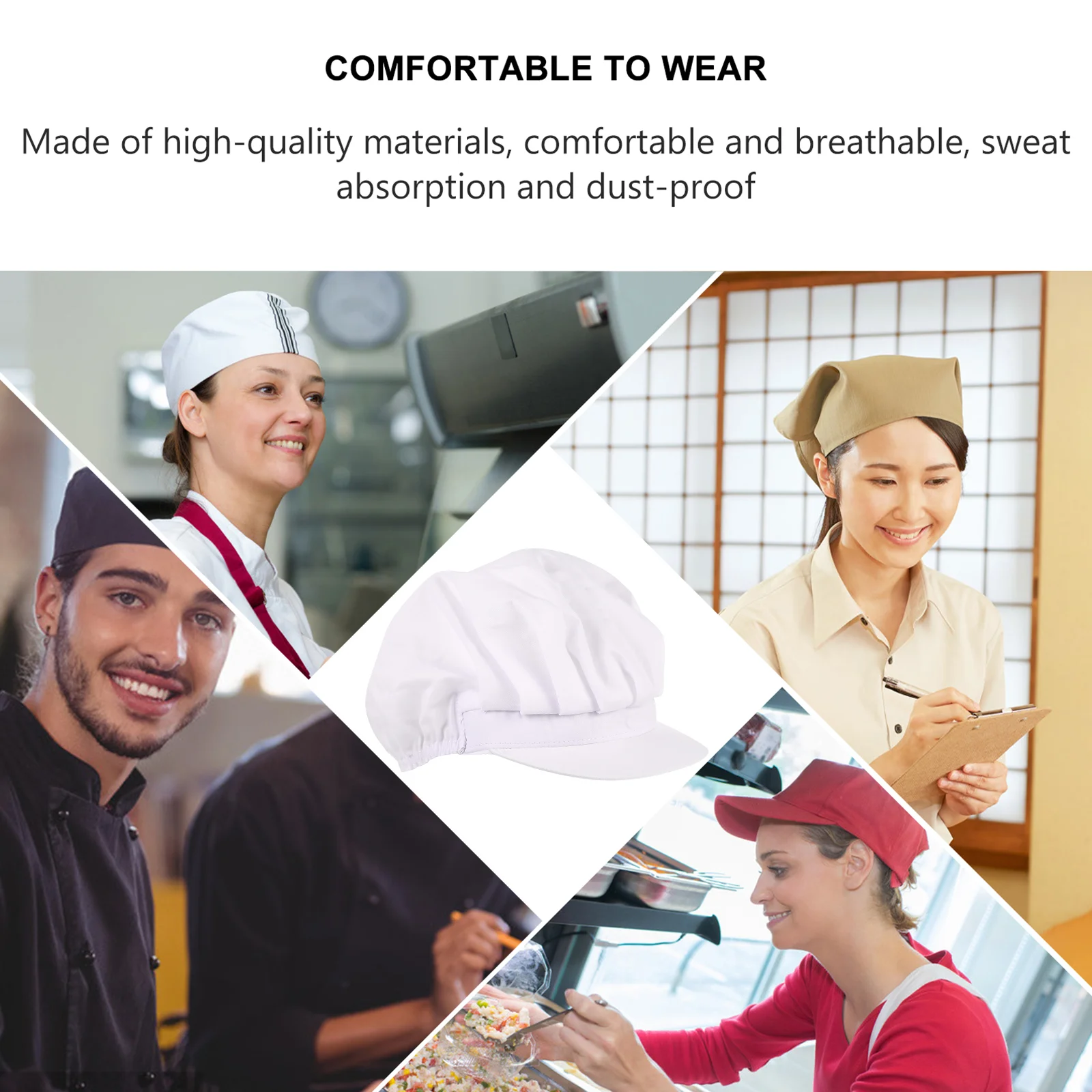 Bérets de chef respirants pour hommes et femmes, chapeau de travail, casquette, bonnet, cuisine, Miss