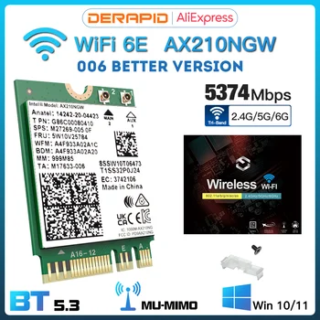 WiFi 6E 5374M AX210 M.2 WiFi Karte Bluetooth 5,3 WI-FI 6E Drahtlose Netzwerk Adapter 2,4 Ghz/5G 802.11AX Für Windows 10/11 64bit