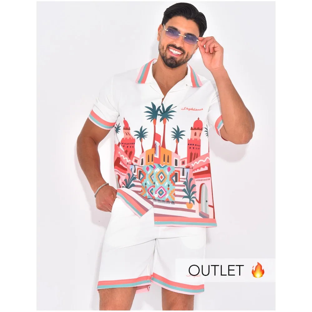 An Absolutely Trendy Men's Shirt Set, The Perfect Choice for Travel, Featuring Simple Color Matching