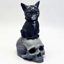 Silicone mold magic cat skull diy candle resin plaster silicone mold Halloween decoration tools