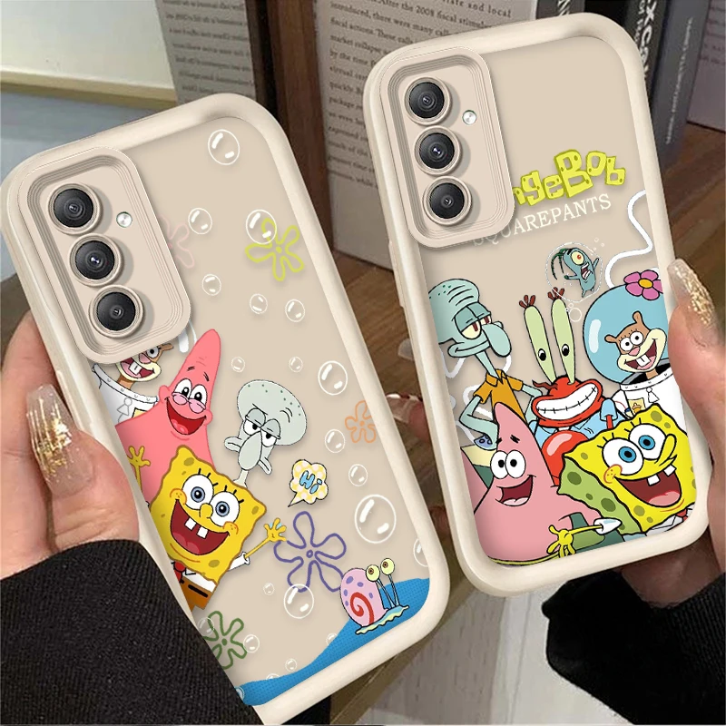 Anime SpongeBobs Silicone Case for Samsung Galaxy A55 A35 A25 A15 A05 A05S 5G A24 A13 A23 A12 A22 A32 A52 A52S A71 A72 A51 4G