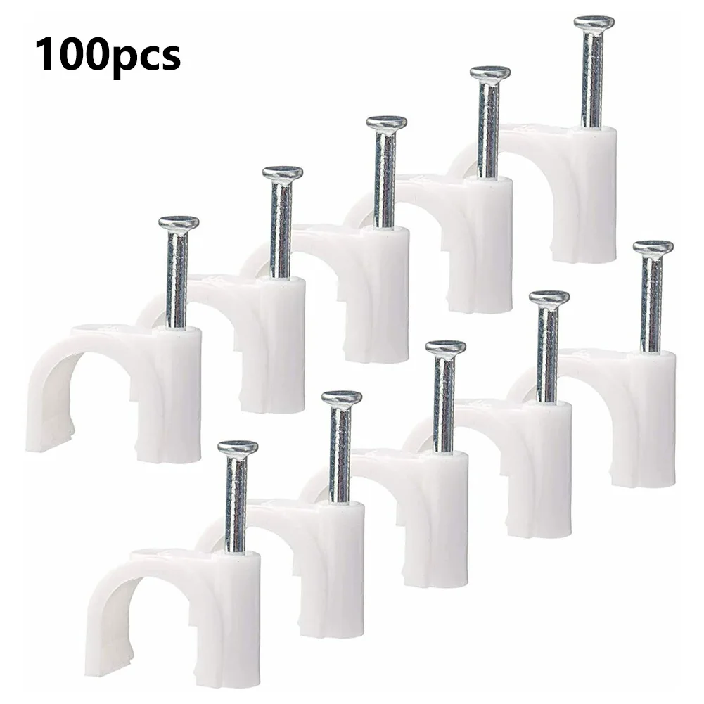 Accessories Brand New High Hardness High Quality White Round Cable Clip Fixing Nail Fixing Nail High Carbon Steel