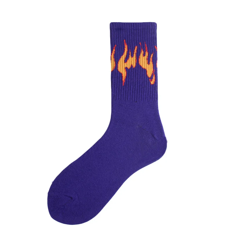 Unisex Flamme Schwarz Weiß Gelb Feuer Sokken Neuheit Hip Hop Harajuku Socken Skateboard Calceines Mujer Straße Skarpetki Socken – Detail 22