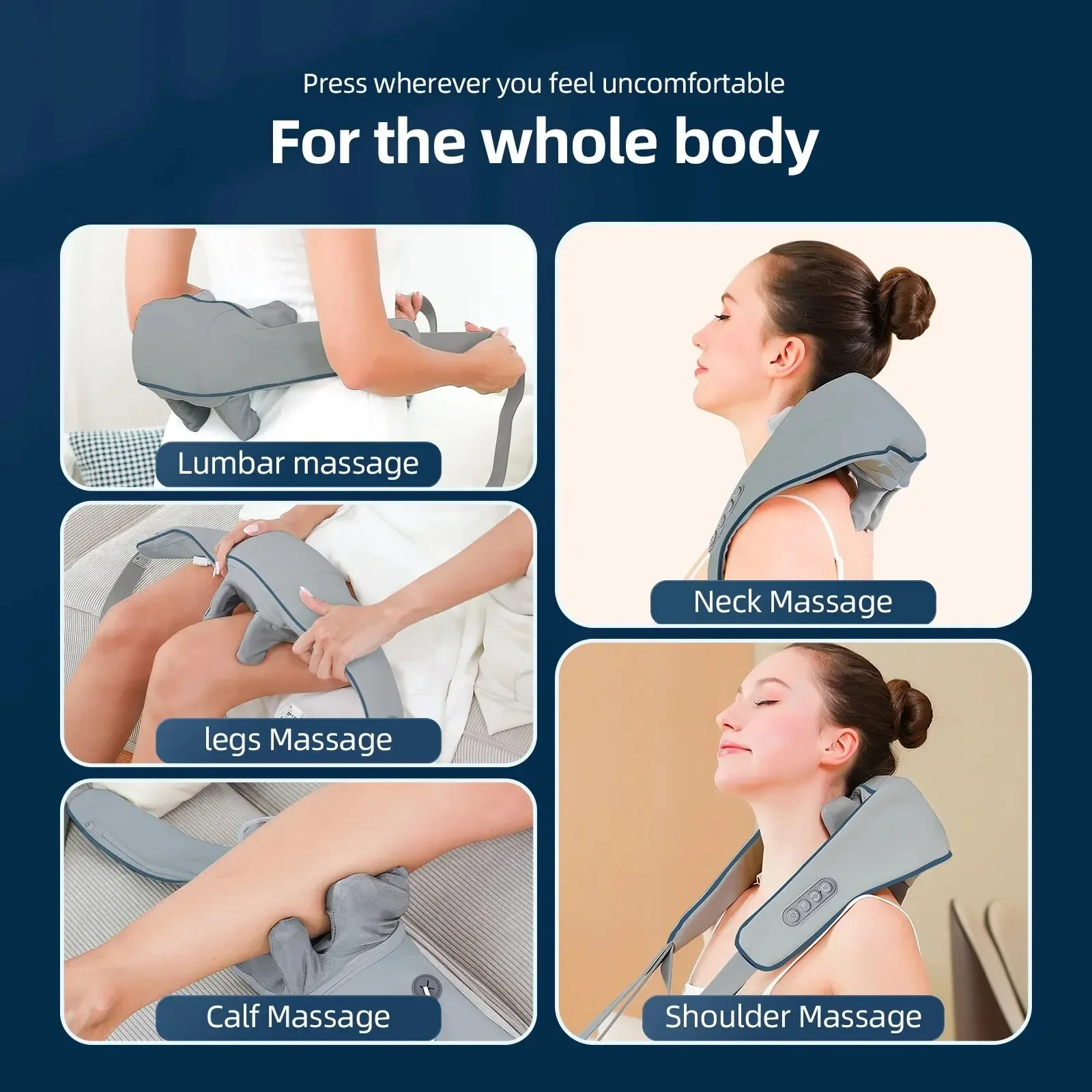 Electric Neck And Back Massager Wireless Neck And Shoulder Kneading Massage Pillow Cervical Back Muscle Relaxing Massage