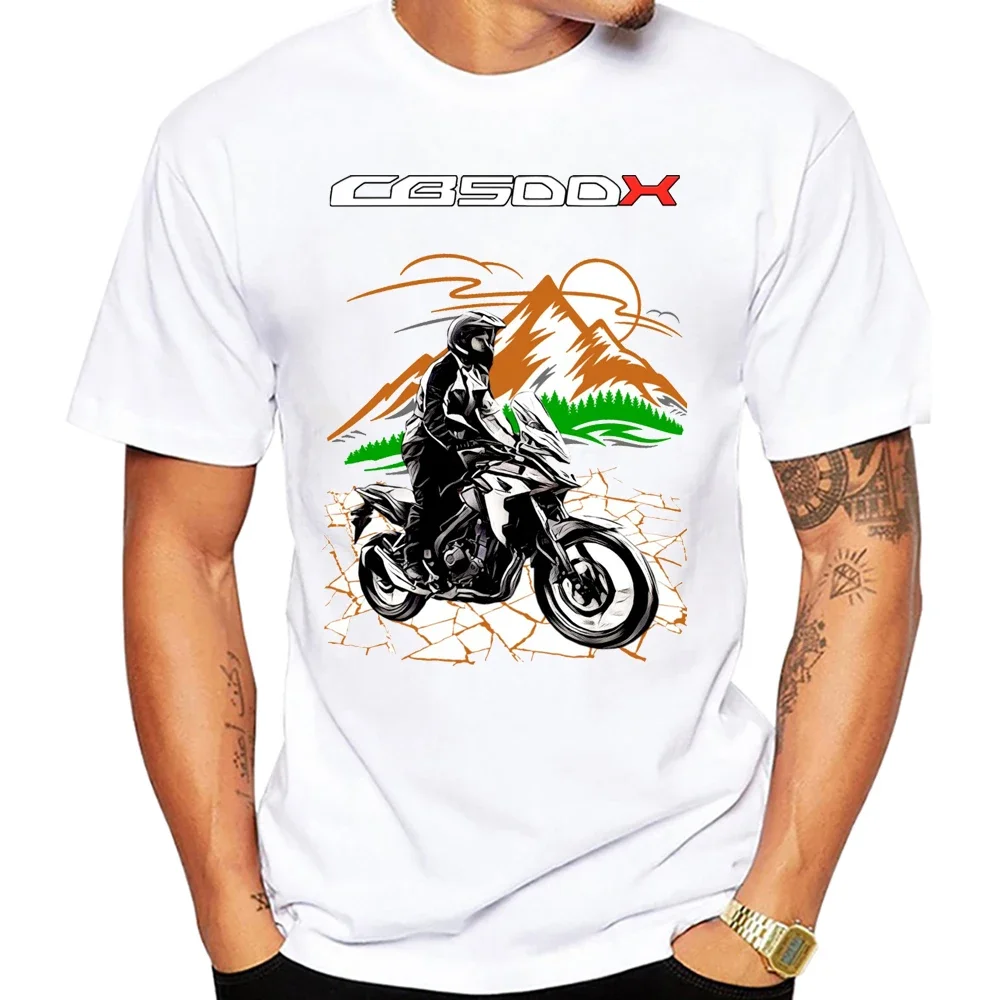 HONDACB 500X Mountain Adventure Motorcycle Riding T-Shirt Summer Men Short Sleeve Casual Tops Japan Legend Moto Sport White Tees