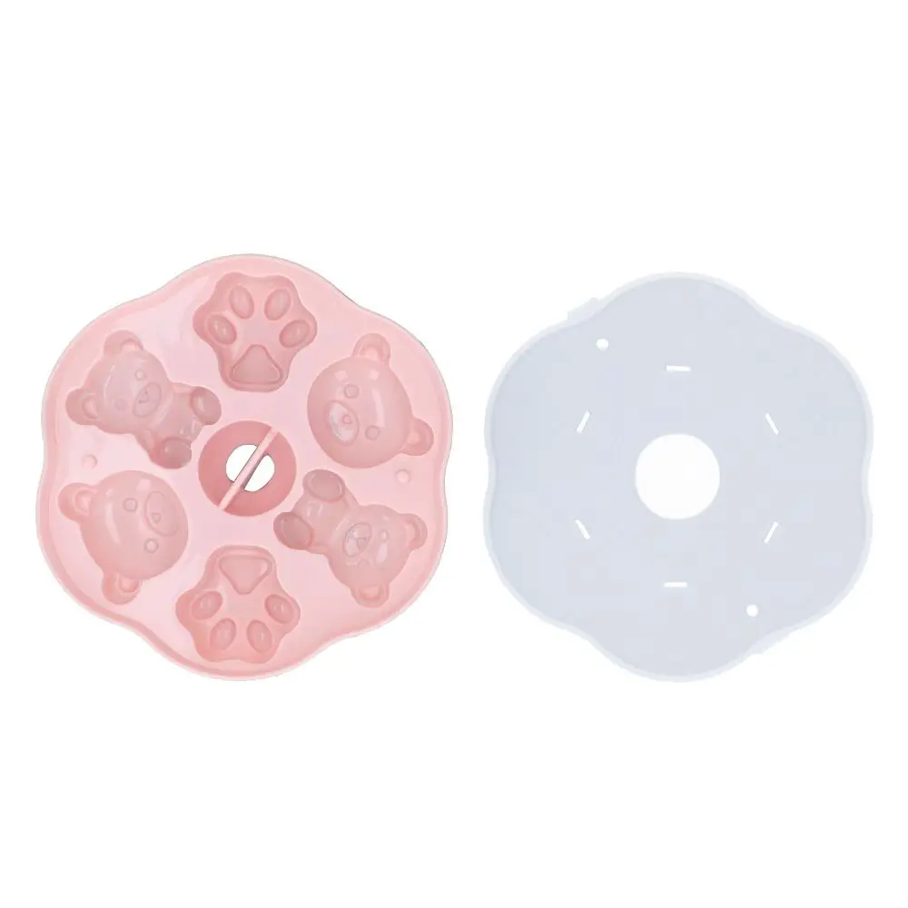 Cute Silicone Ice Cube Tray With Lid Bear Cat Shape Pudding Mold Non-Stick Surface Cake Mould Home