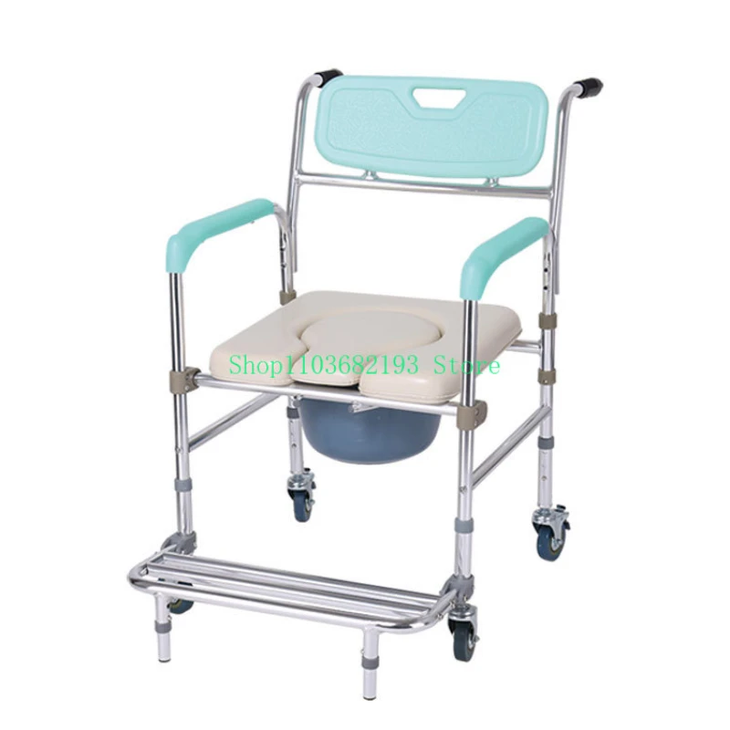 

Elderly Potty Seat Household Toilet Mobile Toilet Folding Indoor Wheelchair with Wheels Bath Chair for Disabled Patients