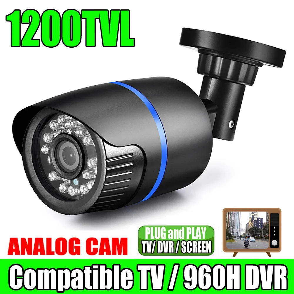 real camera de vigilancia de seguranca para casa analogico hd mini cctv interior e exterior cor infravermelha ip66 a prova dagua 1200tvl 01