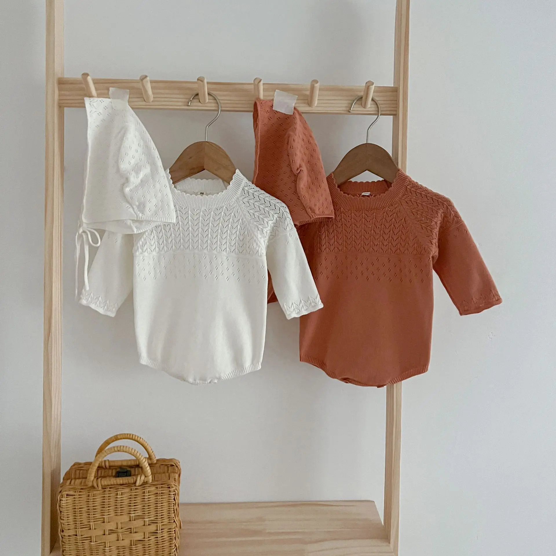 0-2Y Stricken Neugeborenen Overall Baby Mädchen Junge Frühling Herbst Kleidung Nette Langarm Pullover Romper + Hut Casual Neue geboren Outfits – Detail 2
