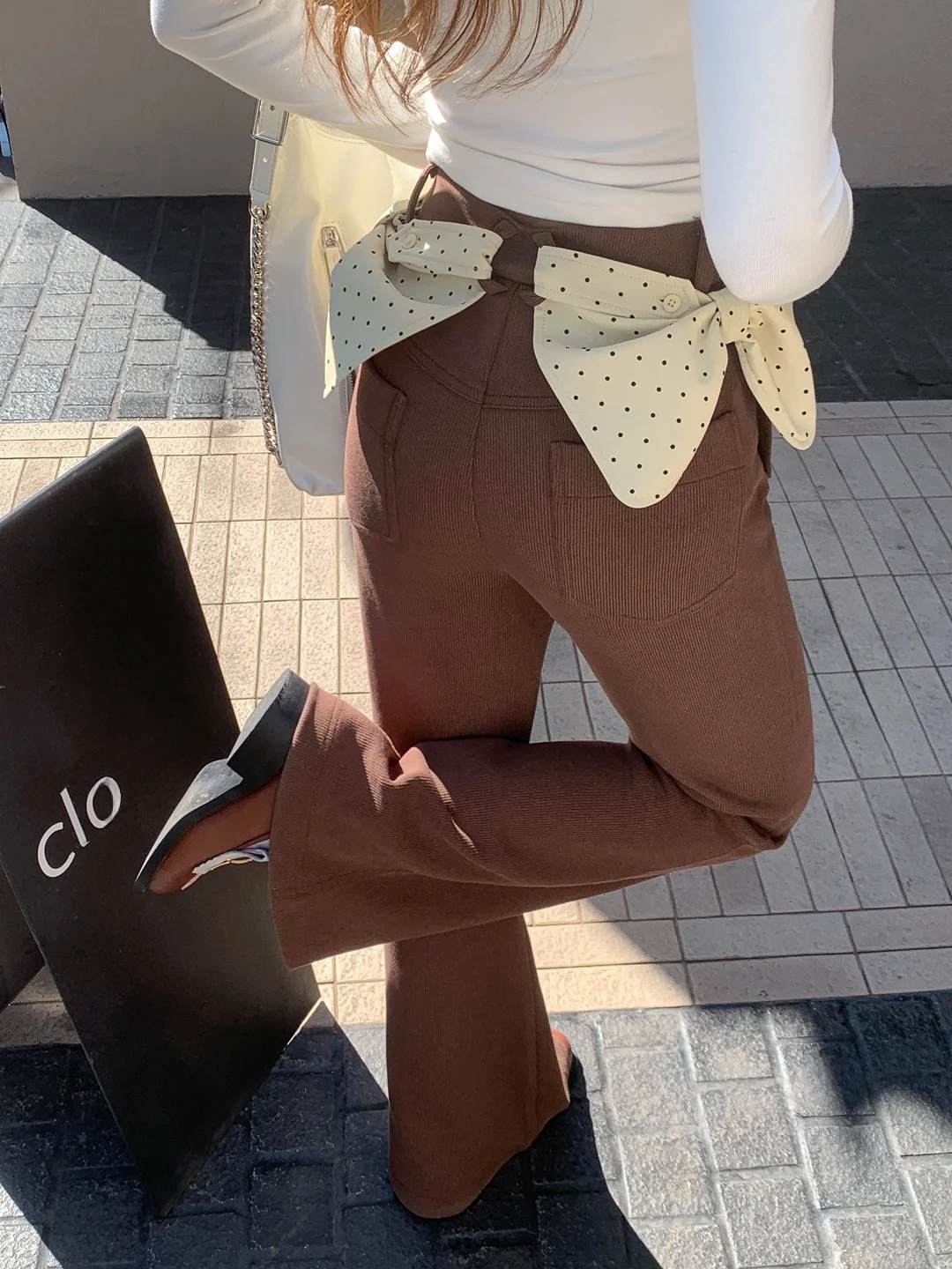 

Брюки Gula Liangpin Vintage 3D Hip Knot Polka Dot с эластичной резинкой, микро-клеш, повседневные, с высокой талией, на молнии, облегающие