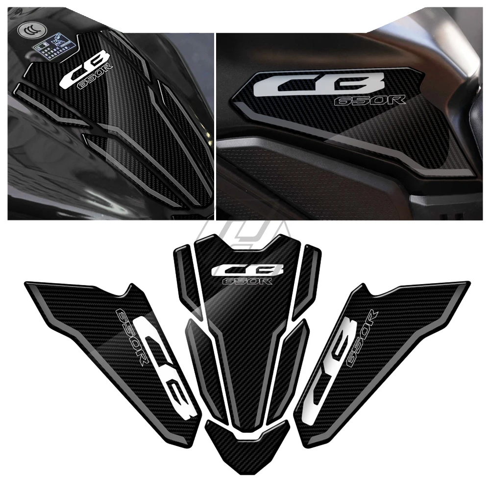 

For Honda CB650R 2021-2022 3D Carbon-look Triple Yoke Defender Sticker Tank Pad Decals