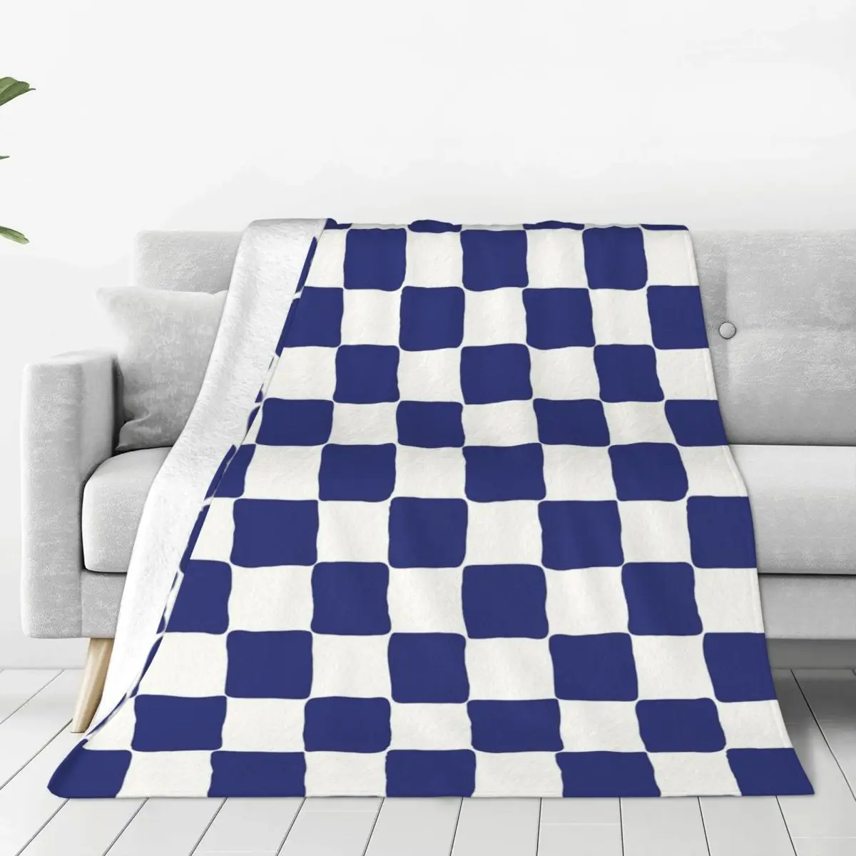 Painted Checks In Blue Blankets Flannel Lightweight Sofa Throw Blankets For Couch Bedding Travel Throws Bedspread Quilt