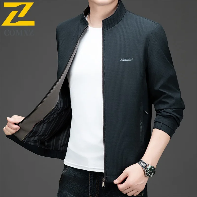 

COMXZ дорожная куртка с воротником-стойкой, мужская офисная легкая ветровка премиум-класса с воротником-стойкой, дорожная ветрозащитная осенняя одежда