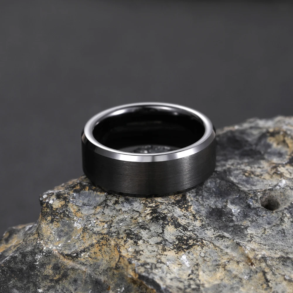 Somen Brushed Black Rings Men Ceramic Ring 8mm/6mm/4mm Lovers Wedding Band Engagement Ring Matte Male Never Fade Bague Homme