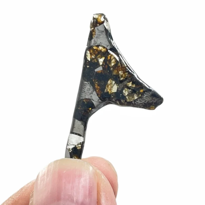 Seymchan Pallasite Meteorite Specimen Natural Olivine Meteorite Irregular Slice Cut Polished Space Rock Collection -CA133