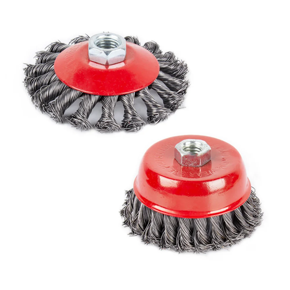 1Pc M14 M10 screw Twist Knot Wire Wheel Cup Brush For Angle Grinder Steel Wire & Alloy Metals Twisted & Crimped Wire Brushes Ki