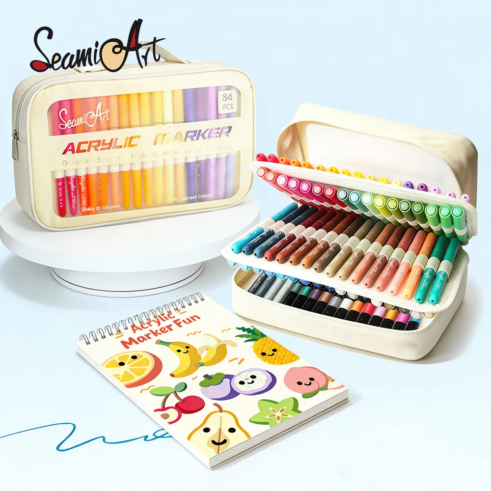 seamiart-juego-de-84-rotuladores-acrilicos-de-tinta-liquida-para-dibujar-pintar-material-escolar-regalo-suministros-de-arte