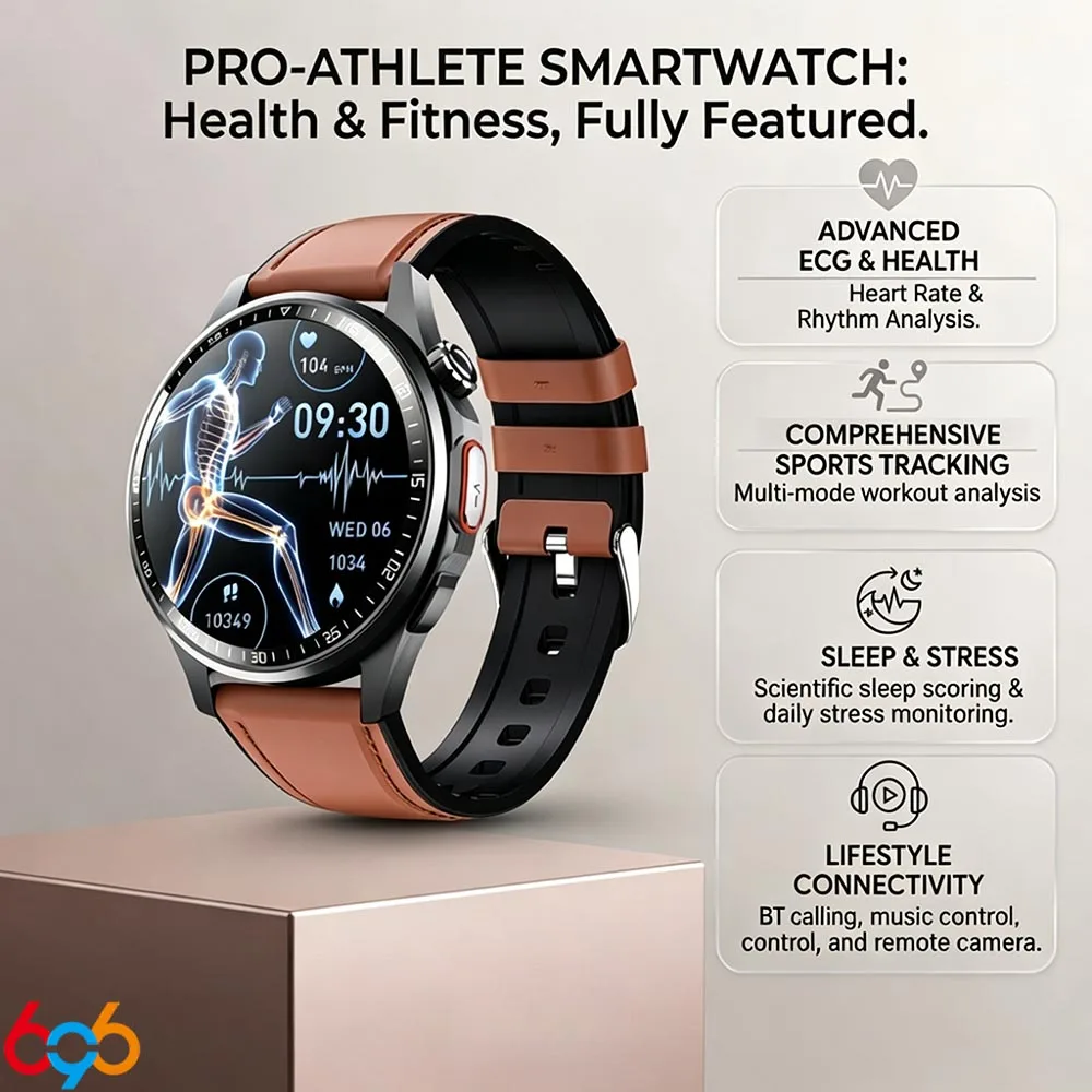 HD Smart Watch for Men & Women  ECG  Heart Rate Monitoring  Fall Detection  SOS Emergency Reminder  24h Sports Health Tracker