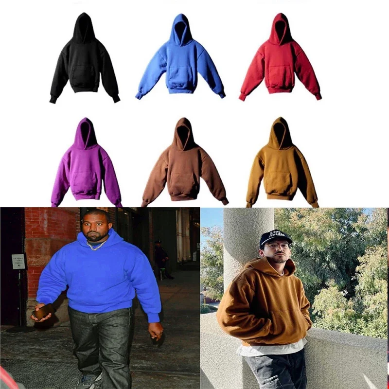 Print Tag YZY Solid Color Fleece Hoodie Men Women Kanye West DONDA Sweatshirts Winter Autumn Casual Hooded Pullover